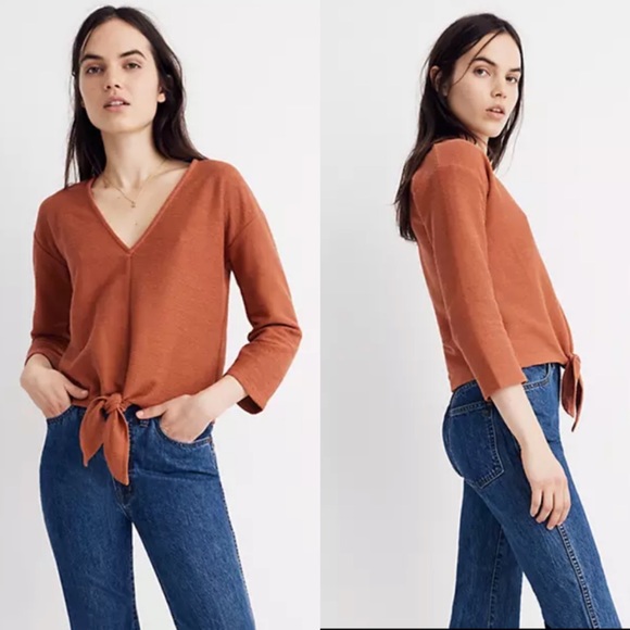 Madewell Tops - Madewell textured & thread long sleeve tie front